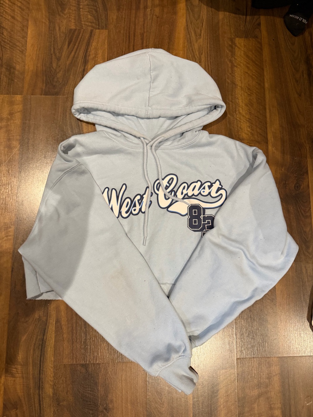 West Coast Light Blue Hooded crop-top -